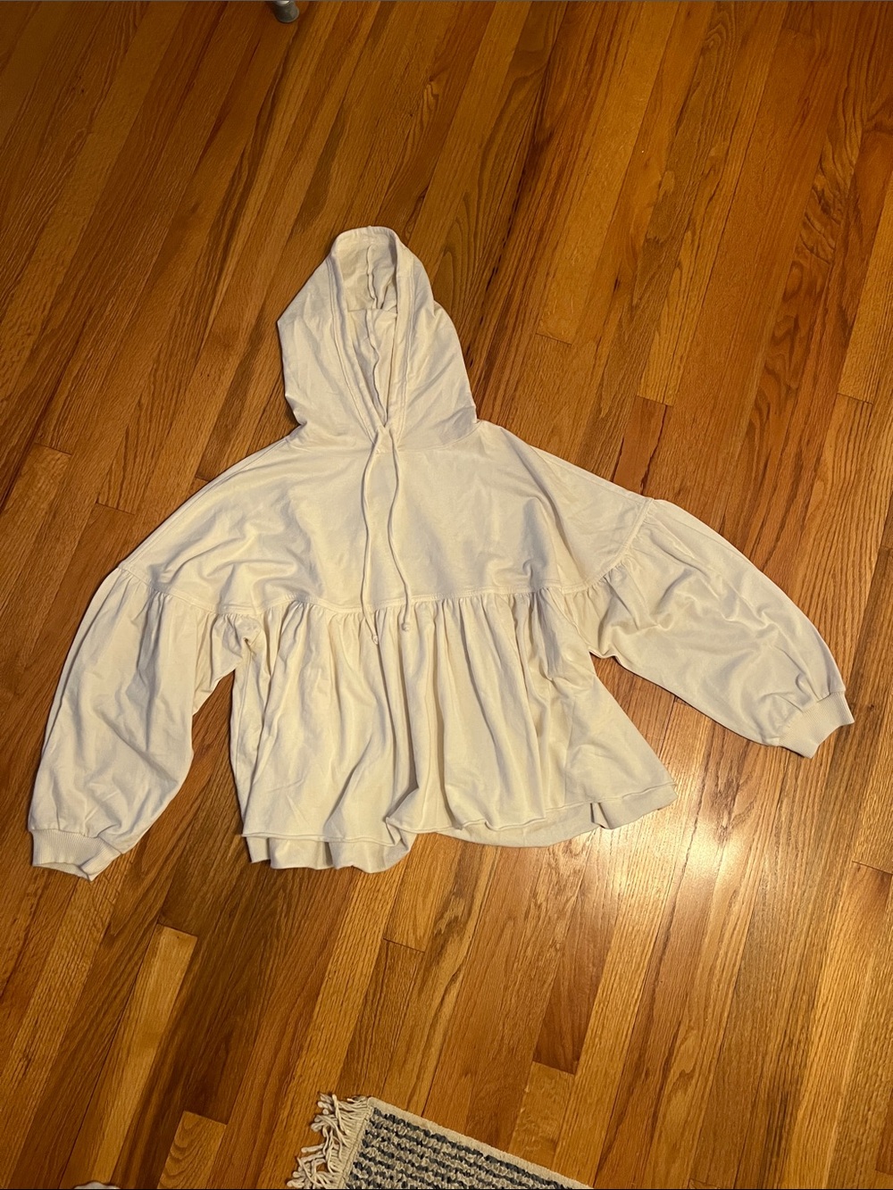 aerie Cream Hooded Peplum Sweatshirt